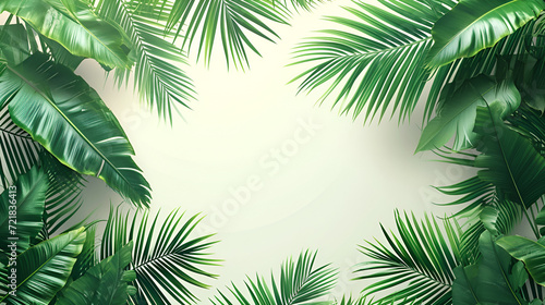 Palm leaves on isolated background  copy space  