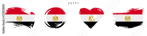 Egypt hand drawn grunge style flag icon set. Free brush stroke flat vector illustration isolated on white