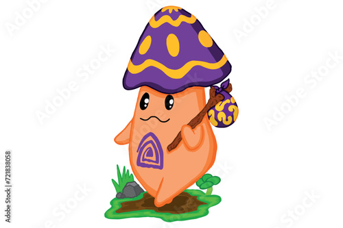 Cartoon Mushroom Wanderer Character Vector Sublimation 