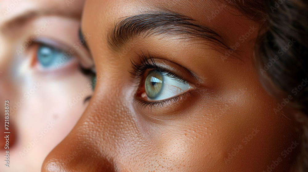 Fototapeta premium Close-up of diverse eyes gazing in same direction.