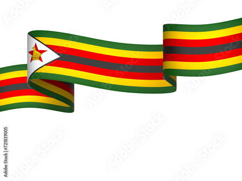 Zimbabwe flag element design national independence day banner ribbon png 