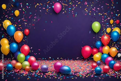 Capture the joy of turning sixteen with our wide banner displaying festive balloons and confetti decoration for Sweet Sixteen birthday or anniversary celebrations. 