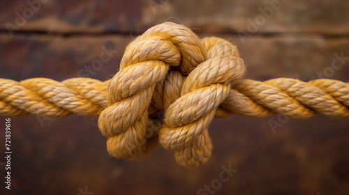 Close-up of a sturdy knotted rope.