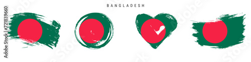Bangladesh hand drawn grunge style flag icon set. Free brush stroke flat vector illustration isolated on white