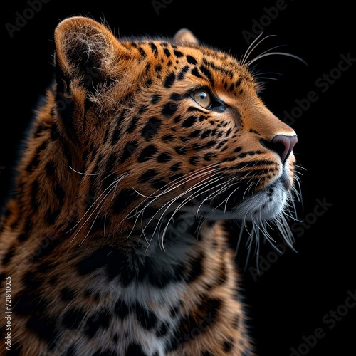 Stunning ai-generated leopard portrait on black background. lifelike digital artwork. perfect for illustrative content. generative AI