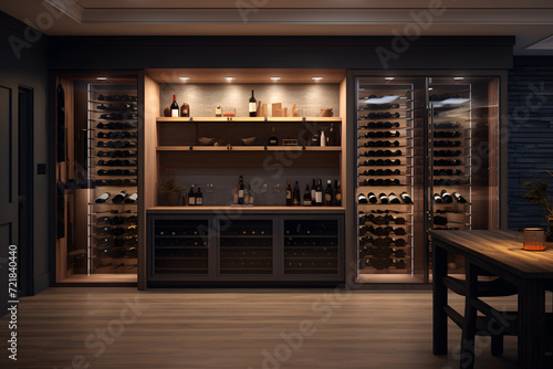 wine cellar with a glass enclosed wine storage room