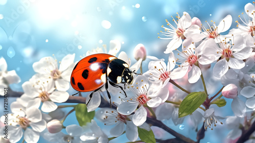 ladybug on spring flower As warmer weather arrives in spring, so