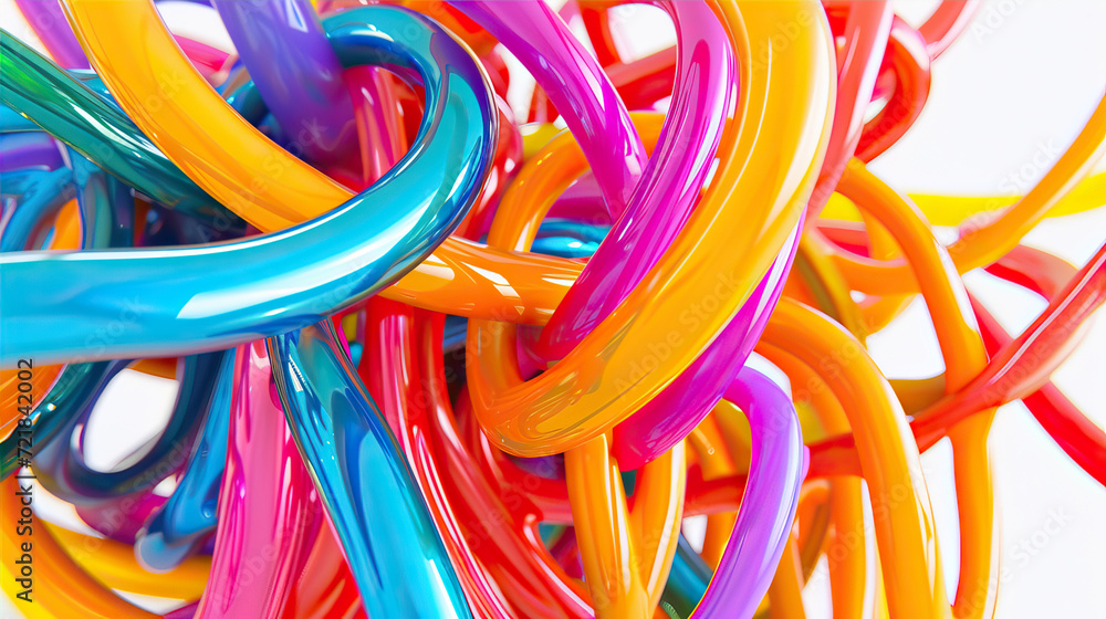 Plastic abstract multi-colored rings on a white background
Plastic abstract multi-colored rings on a white background