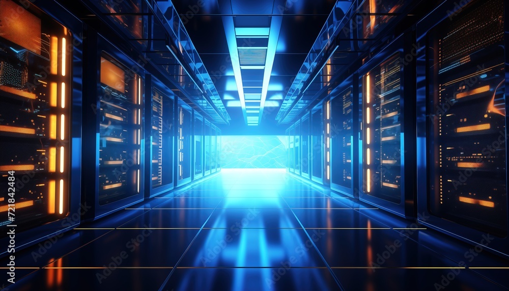 Server room interior in data center Server room interior in data center