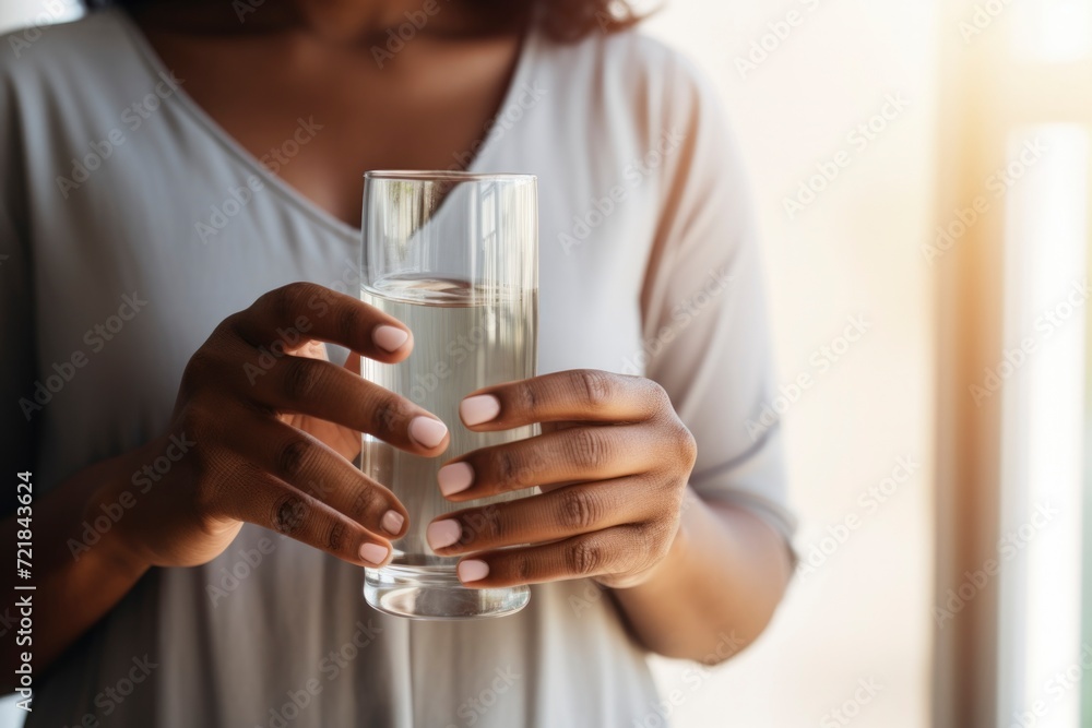 Woman's hands elegantly holding a glass of water. Woman's hands elegantly holding a glass of water.
