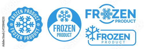 Frozen product vector food package label. Fresh frozen product, snowflake icon