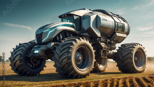 Futuristic farming machinery tractor concept