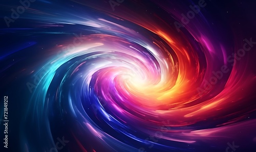 Colorful vortex energy, cosmic spiral waves, multicolor swirls explosion. Abstract futuristic digital background. Generative Ai