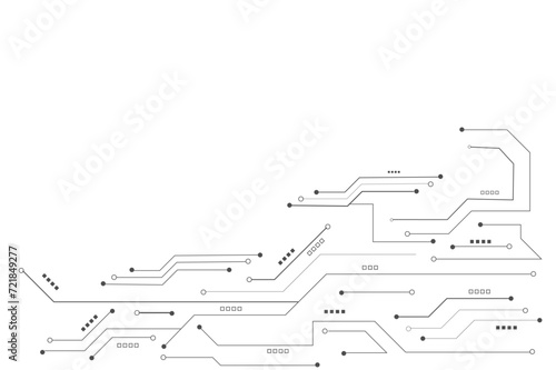 Vectors High-tech connection system on a white background. Technology digital circuit board background. Technology black circuit diagram.