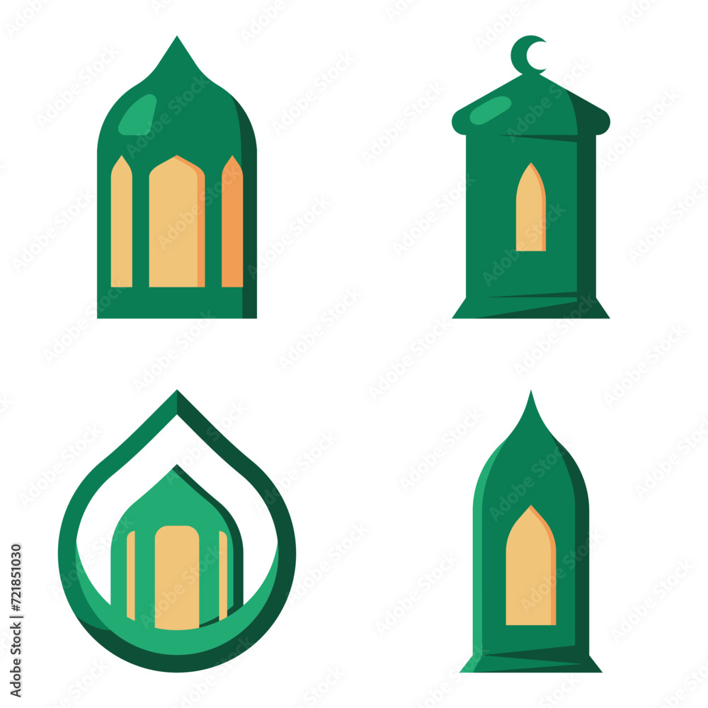 Flat vector illustration with Ramadan theme. Eid al-Fitr holiday flat vector. Simple flat illustration. Islamic theme illustration. Suitable for banners, presentations, icons, stickers, etc.