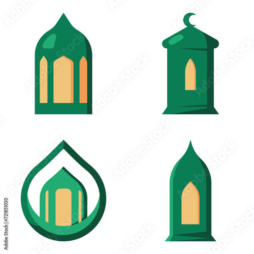 Flat vector illustration with Ramadan theme. Eid al-Fitr holiday flat vector. Simple flat illustration. Islamic theme illustration. Suitable for banners, presentations, icons, stickers, etc.