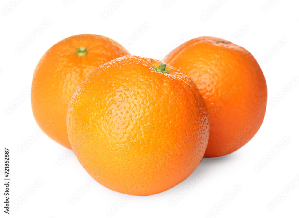 Delicious fresh ripe oranges on white background Delicious fresh ripe oranges on white background
