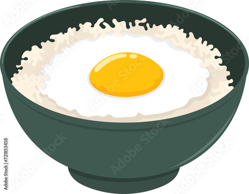 illustration of food icons, a bowl of rice and delicious fried eggs