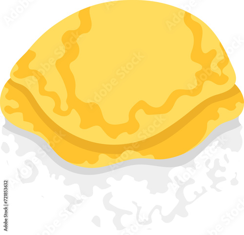 illustration of Japanese food icon, sushi rice balls with melted omelet