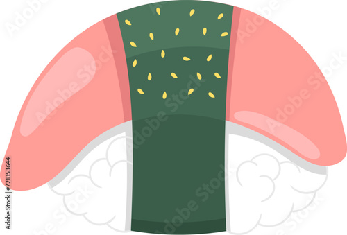 illustration of Japanese food icon, sushi rice balls with salmon and seaweed