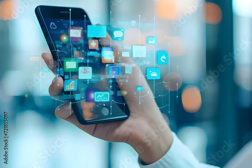 Explore the pivotal role of visuals depicting mobile devices, business app usage, and mobile-first strategies in today's mobile-focused world. photo