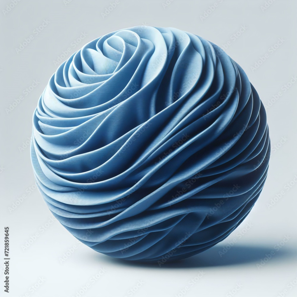 Blue sphere shaped fabric isolated on 3d rendering isolated on background Blue sphere shaped fabric isolated on 3d rendering isolated on background