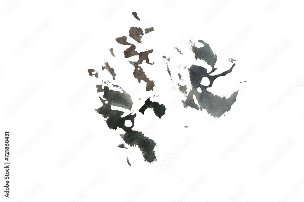 Obraz premium grey blot, watercolor ink brush, aquarelle grey spot on transparent background