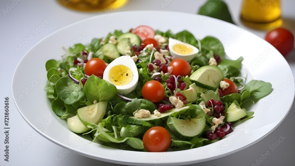 Healthy salad over white background