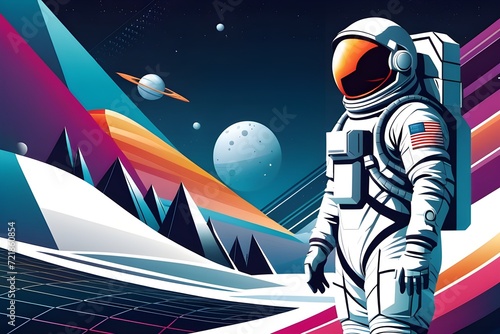 space future background vector abstract illustration of an astronaut in a spacesuit futuristic
