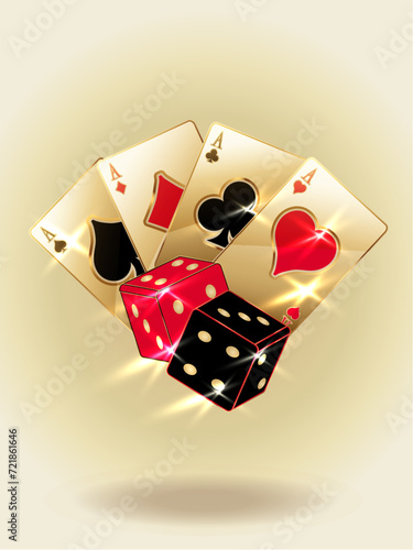 Casino vip greeting banner with poker cards, vector illustration