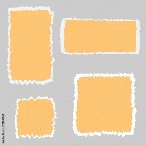 Set of elongated torn paper fragments isolated on grey background 2 2