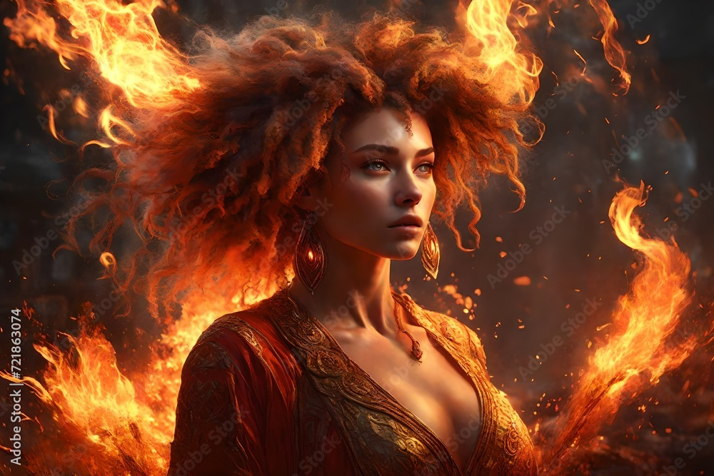 woman in fire