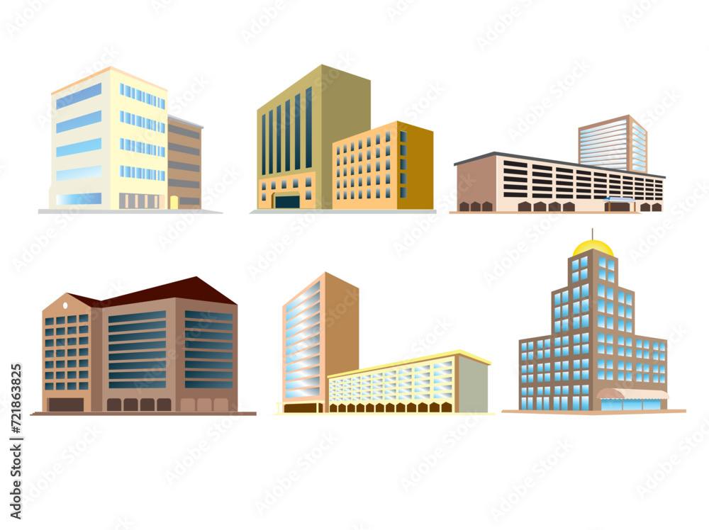 buildings illustration perspective icon city color