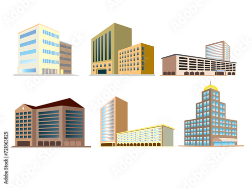 buildings illustration perspective icon city color