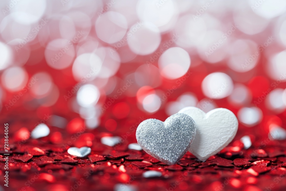 Abstract Heart Bokeh Background; Romantic Atmosphere; Love and Valentine's Concept
