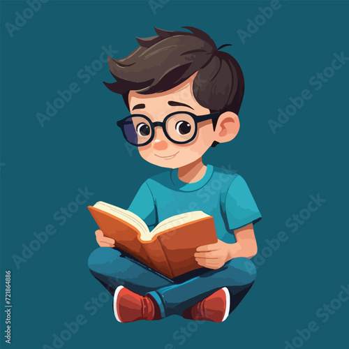 vector of happy kids enjoy reading a book, happy book day international.