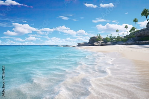 A pristine deserted beach with powdery white sand Generative AI