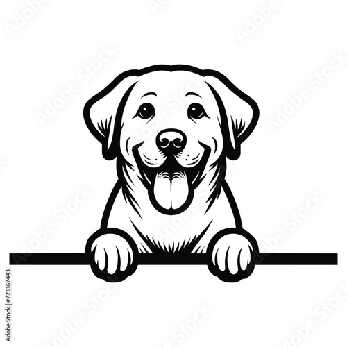Labrador Retriever dog peeking silhouette illustration vector
