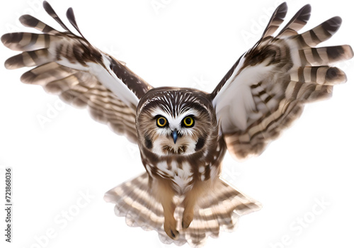 Close-up image of a Northern Saw-Whet Owl bird. 