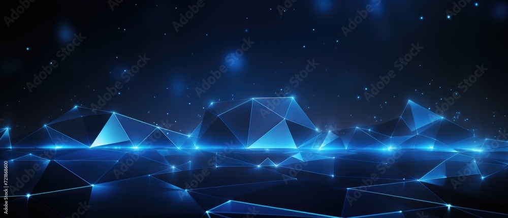 Dark blue abstract background with glowing geometric shapes and shiny lines, Ai Generated. Dark blue abstract background with glowing geometric shapes and shiny lines, Ai Generated.