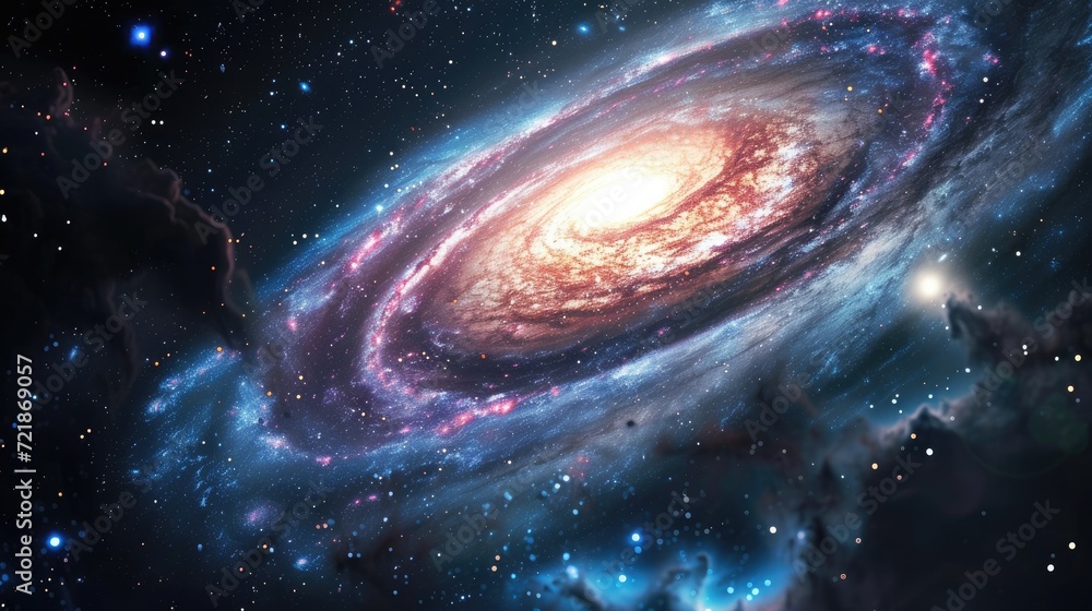 Obraz premium Admire the grace of a spiral galaxy amidst the boundless cosmos. Ai Generated.