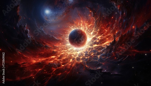 Witness the breathtaking explosion of a supernova in the vast universe. Ai Generated. © Crazy Juke