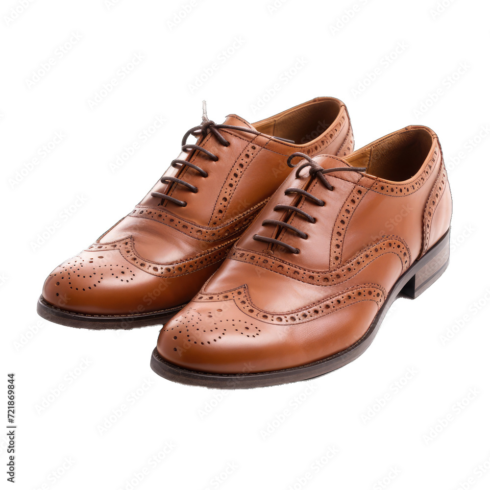 Classic Brogue Shoes.. Isolated on a Transparent Background. Cutout PNG.