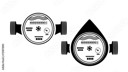 Water counter, black isolated silhouette