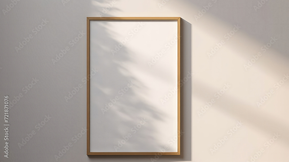 A blank minimalist frame against a wall, with natural shadow play adding depth and interest A blank minimalist frame against a wall, with natural shadow play adding depth and interest
