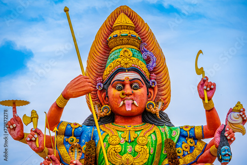 The Biggest Statue of Hindu God Amman, Parasathamman Temple, Thaiyur Village, Near Kelambakkam, Tamilnadu - God and Devotional Scenario Image. photo