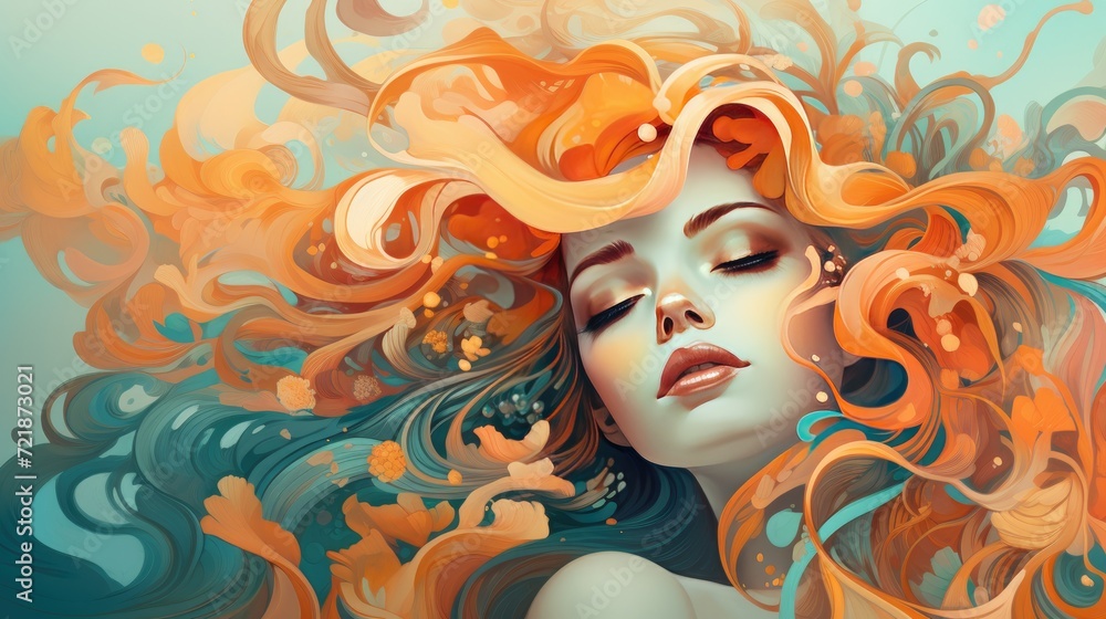 Beautiful girl with orange hair. Portrait of a beautiful woman with creative make-up and hairstyle Beautiful girl with orange hair. Portrait of a beautiful woman with creative make-up and hairstyle