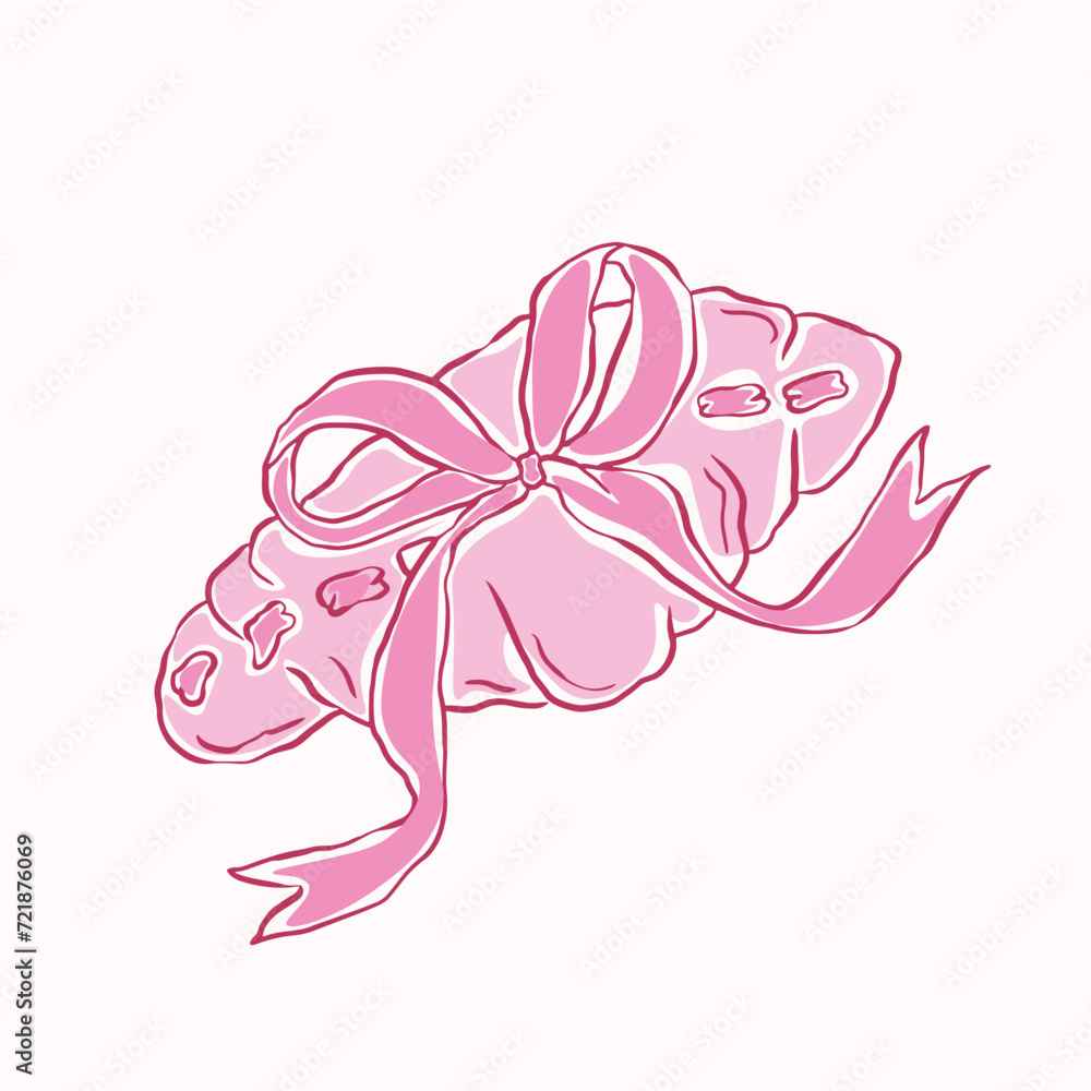 Fototapeta premium Pink sweet bread with ribbon vector