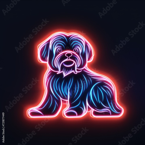 Maltese. Neon outline icon with a light effect