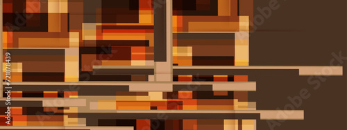 Abstract squares shape on choco brownie background.